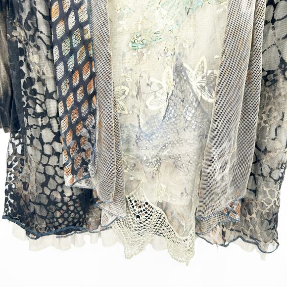 Kamana Womens Lagenlook Boho Whimsigoth Dark Long‎ Sleeve Blouse Cardigan Size L - Picture 3 of 6